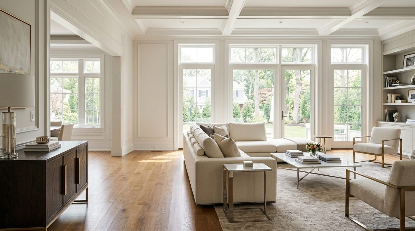 Professional premium house cleaning service in White Plains NY maintaining a luxury living room